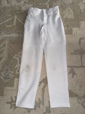 Kids White Baseball/Practice Pants with Elastic Waist